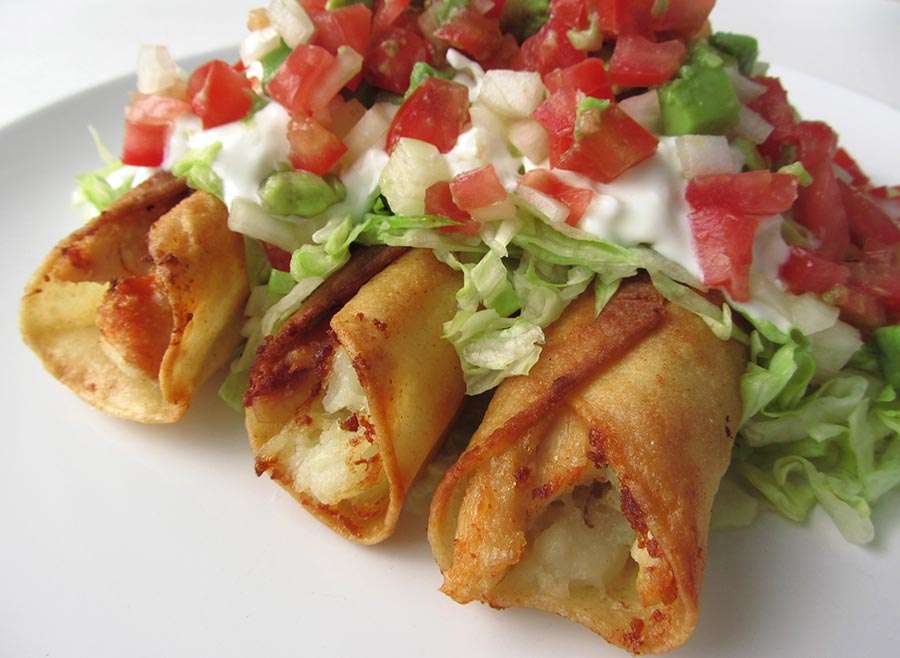 3 Chicken Flautas Holy Guacamole